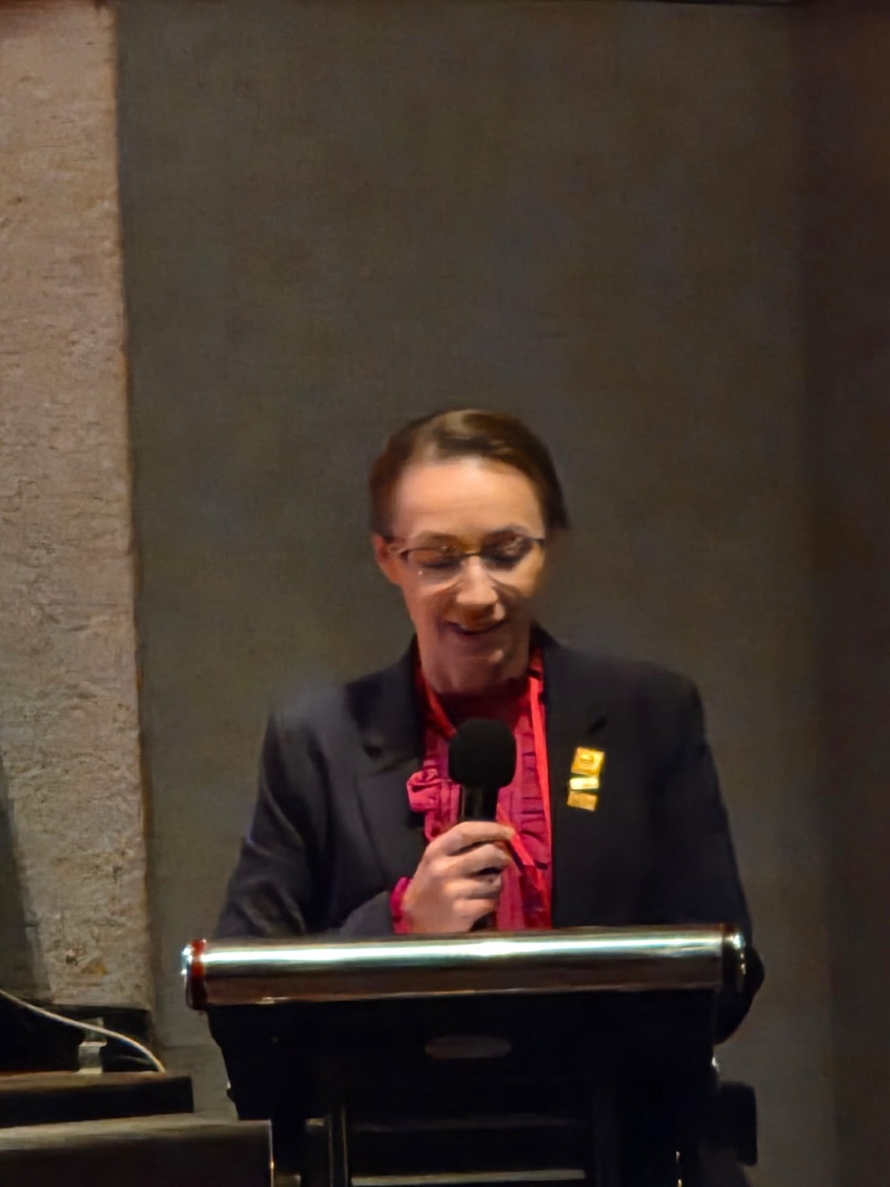 Laura-Maria Peltonen delivering a keynote